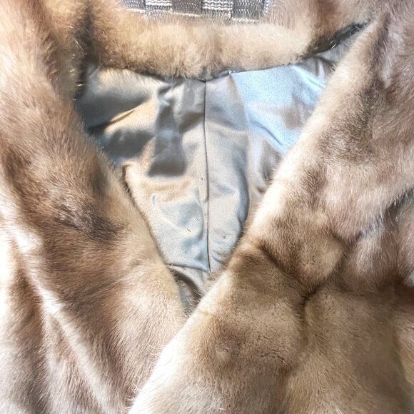 VTG 1960s Genuine Mink Fur Stole Shawl Wrap Brown Satin Lined JC Penney Pockets - Picture 11 of 11